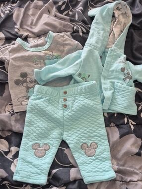 Disney Baby Mint Green and Gray Mickey Matching Set